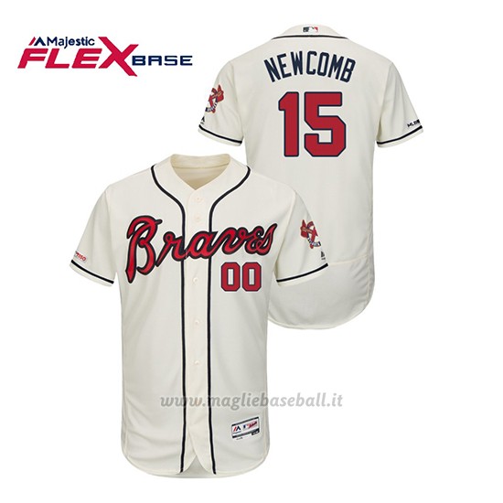 Maglia Baseball Uomo Atlanta Braves Sean Newcomb 150th Aniversario Patch Autentico Flex Base Crema